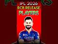 IPL 2026 RCB RELEASE PLAYERS 🤯 #rcbians #ipl #cricket