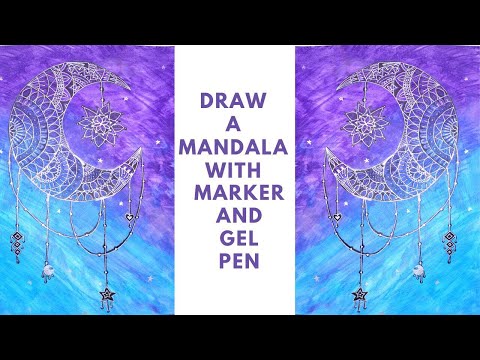 How to make crescent mandala | moon zentangle Art | Doodling on colorful backgrounds