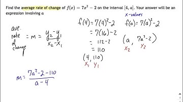 Average Rate of Change | Quadratic function on interval containing Variable