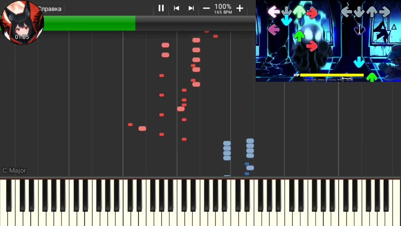 BAD TIME Song | FNF Indie Cross V1 | Sheet music for piano.