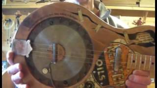 Video thumbnail of "JUNKSVILLE SAW BLADE RESONATOR GUITAR THE PROSPECTOR LUMBERCASTER EDITION CIGAR BOX INSPIRED GUITAR"