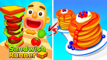 Sandwich Runner VS Pancake Run 🥪⚡ All Levels Max Update Walkthrough Mobile NEW Gameplay XM7Q