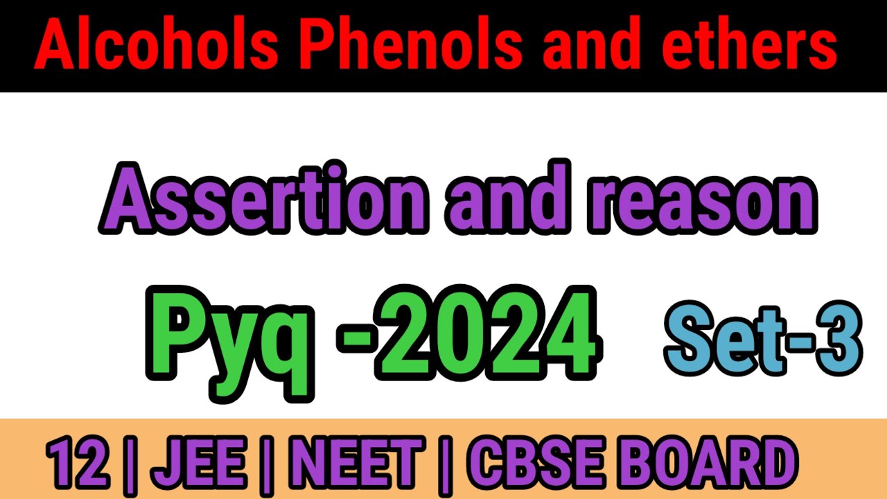 12 | JEE | NEET | Alcohols Phenols and ethers pyq | pyq Chemistry 2024 ...