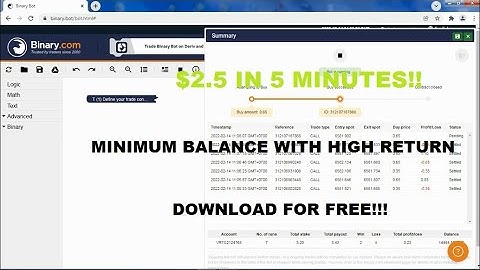 Binary Bot Low Balance - Bot Binary No Loss - XML Binary Bot