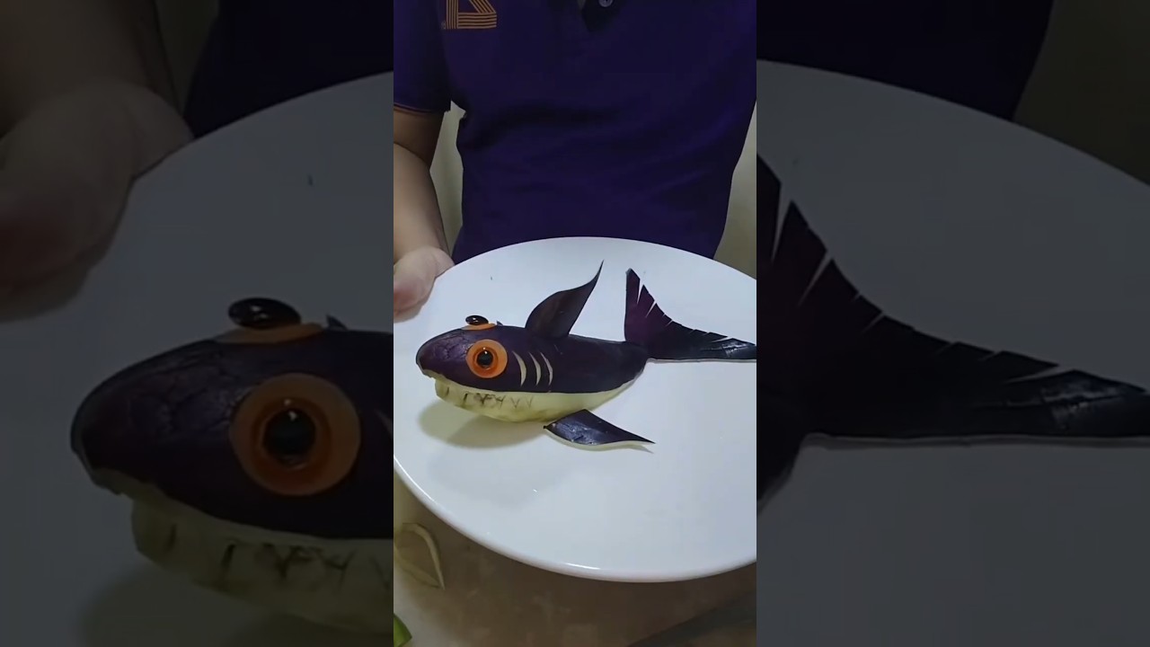 Food Art Wonder Eggplant Dolphin Sculpture