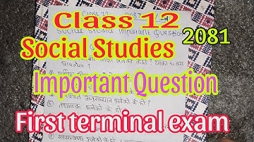 Social Studies || Class 12 || Important Question 2081 || For First Terminal Exam || Very Important😱