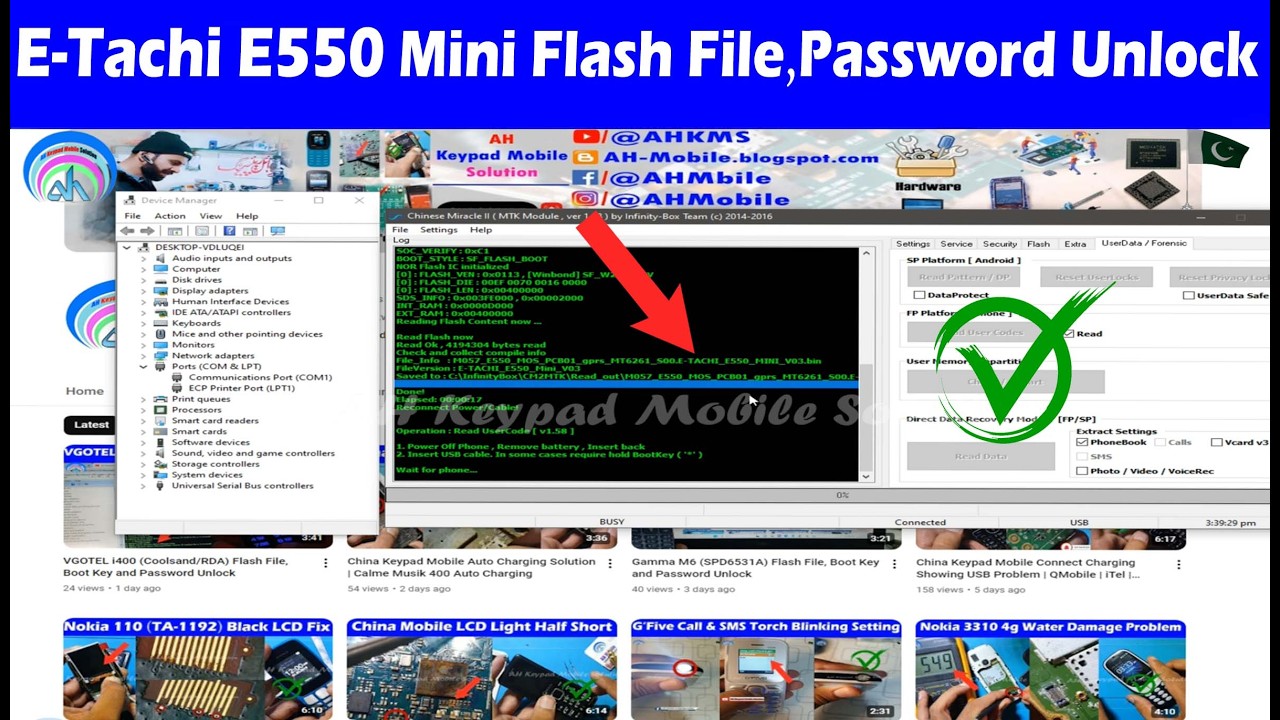 E-Tachi E550 Mini (MTK6261) Flash File and Password Unlock