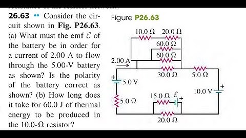 Consider the circuit shown in . (a) What must the emf of the battery be in order for a current of