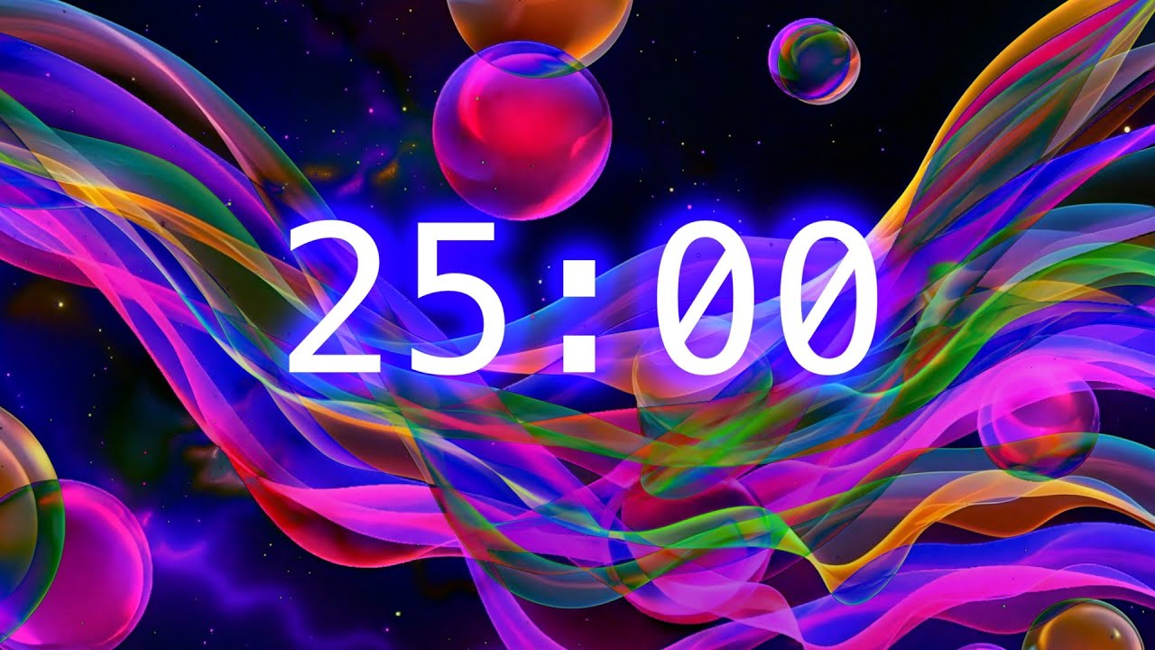 25-Minute Abstract Classroom Timer | Color Flow Countdown for Focus and Relaxation