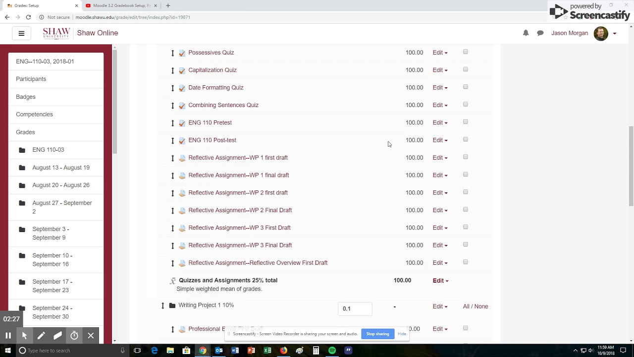 Moodle Gradebook Setup 3.2, part 2 - YouTube