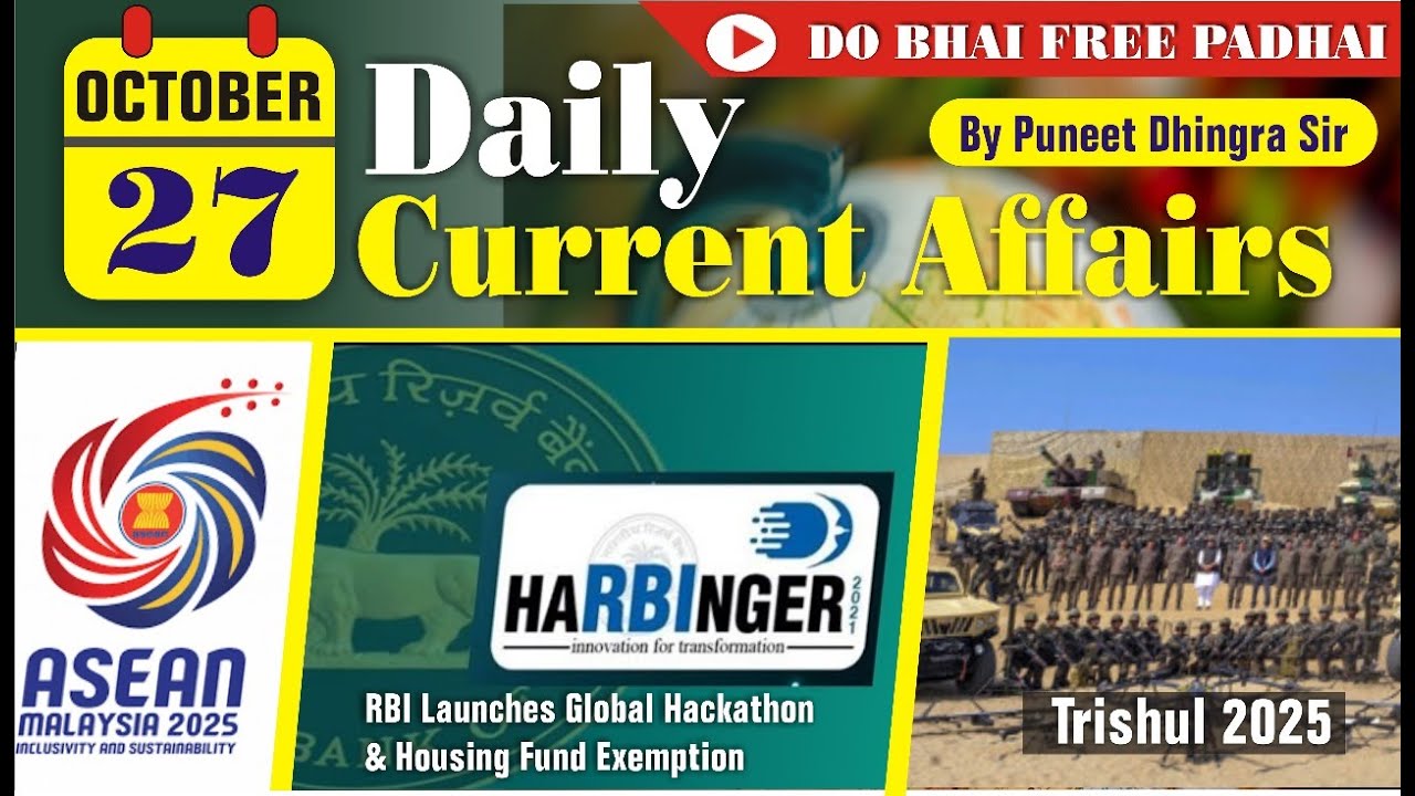 27 October 2025 Current Affairs | Daily Current Affairs | Bank | SSC ...