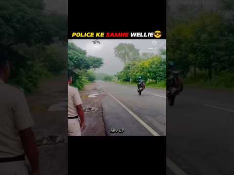 Police ke samne wellie police reaction 🔥🗿 #wheelie #police #reaction #on #bike #motovlog #shorts