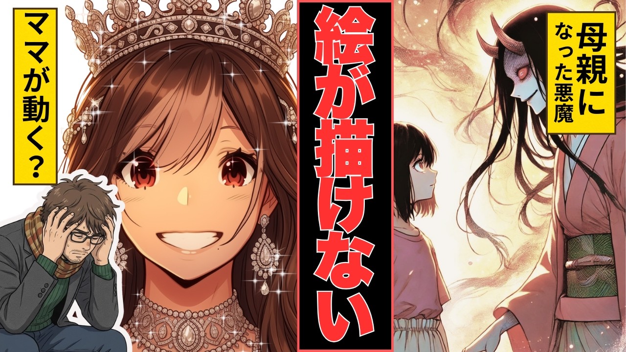 【漫画】絵が描けない父に、妻と娘が起こした小さな奇跡｜母親になった悪魔