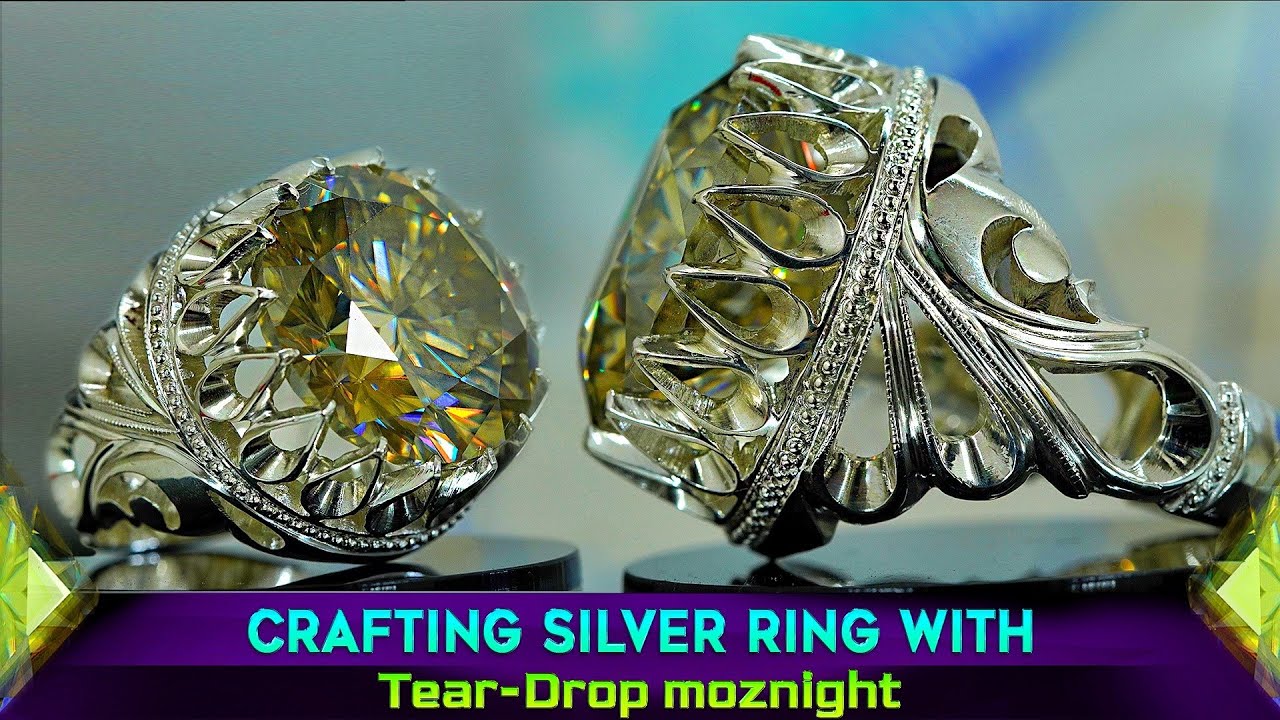 Handcrafted Men’s Silver Ring with Tear-Drop Moznight | Modern Jewelry Making Tutorial
