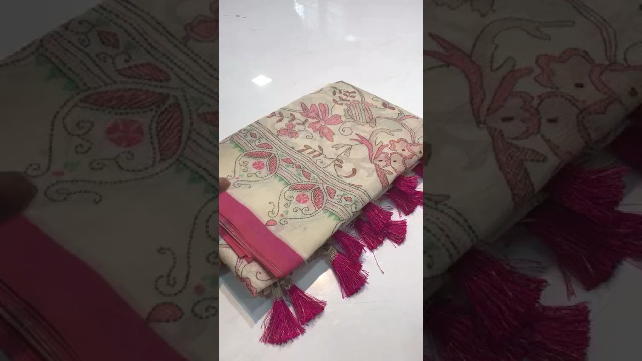 Malai Cotton Katha Printed Saree