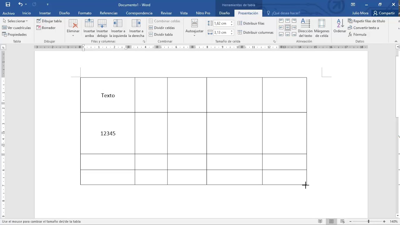 Hacer una tabla en word