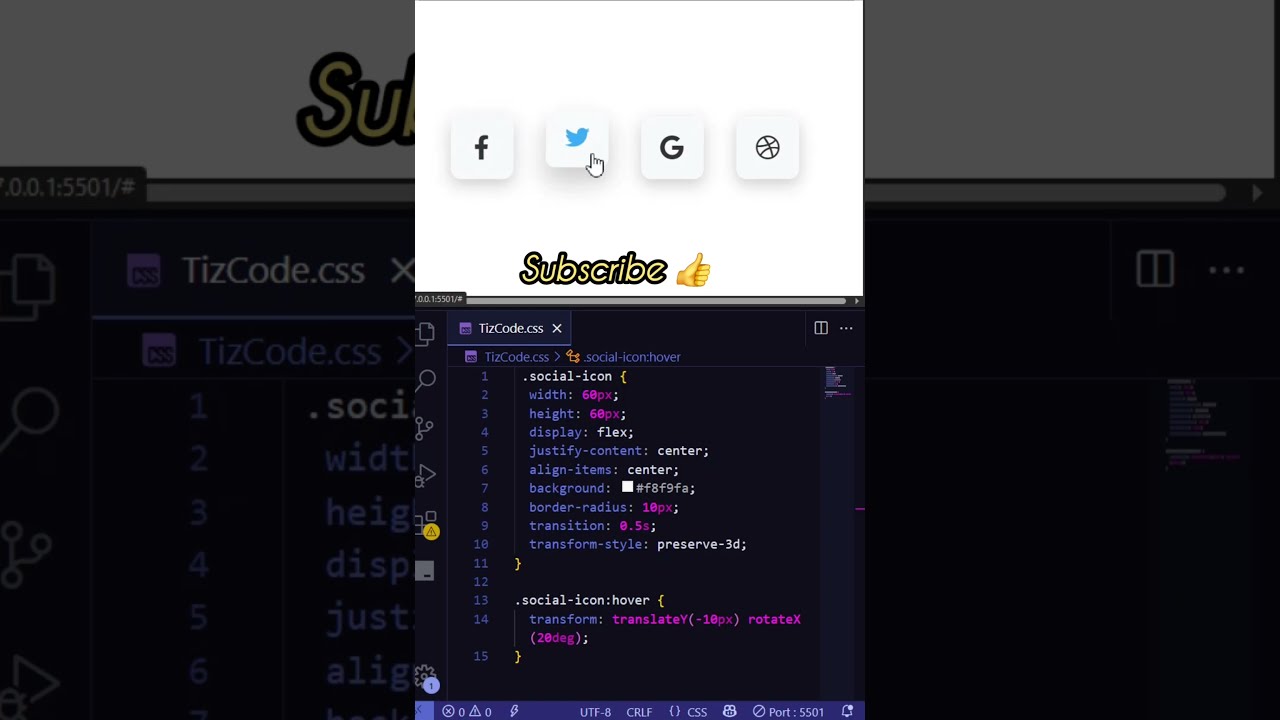Mesmerizing 3D Hover Effect on Social Icons with HTML & CSS 💫🔥 