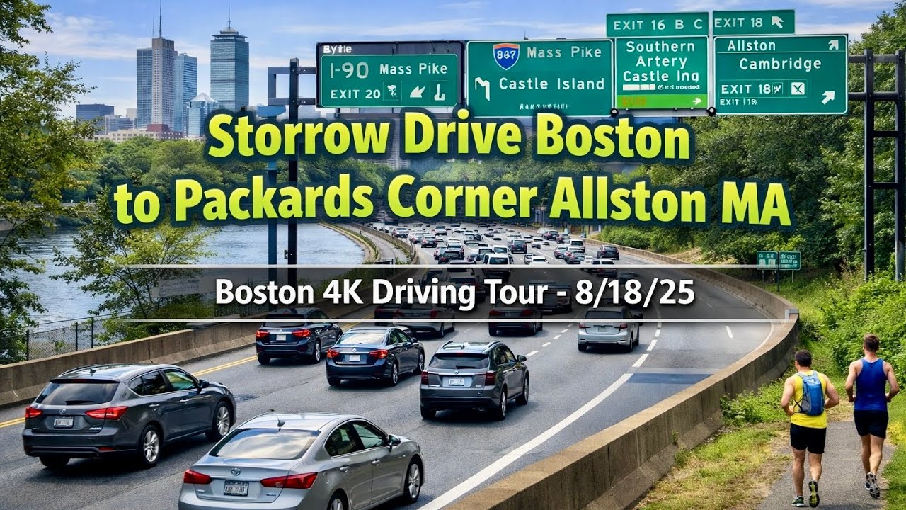 🚙 Boston 4K Driving Tour | Storrow Drive to Packards Corner Allston MA – 8/18/25