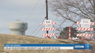Opening of University Avenue entrance ramp delayed until spring Iowa DOT says