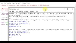 Python Program to Find Quotient and Remainder of Two Numbers