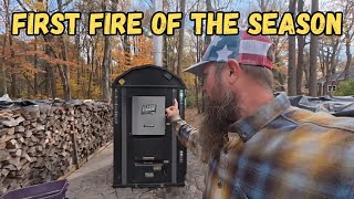 First Fire of the Season! Waking Up the Outdoor Wood Boiler for 2025