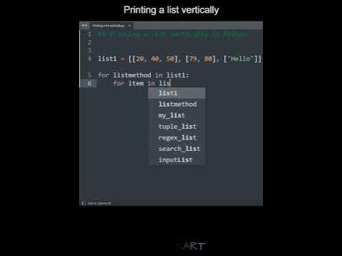 Printing a list vertically in Python | Python Examples | Python Coding ...