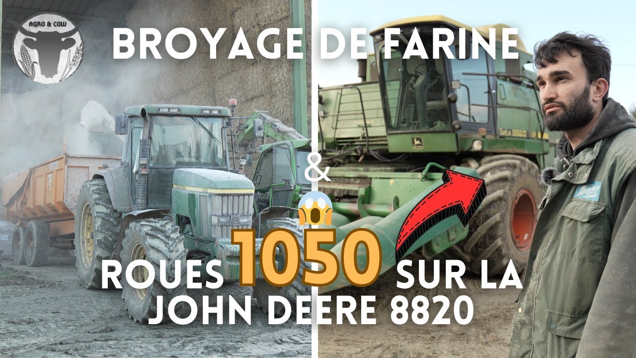 BROYAGE de FARINE & MONTAGE de ROUES 1050 sur ma MOISSONNEUSE 8820