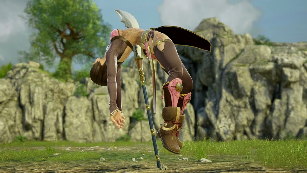 ソウルキャリバー6 エイミーの手で大地の生け花にされるソンミナ(自由視点&関節操作)