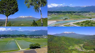 初秋の天竜川 4K] 初夏の木曽 御嶽山・天竜川と中央アルプス眺望 Mt.Ontake