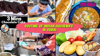 Busy Routine of IndianMom In Dubai| Popular Veg Recipe | 3 Min Cake in Microwave | Tasnmof Vlogs