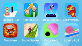 Pancake Run,Run Of Life,Ballerina 3D,Superhero Race,Tom Hero Dash,Skater Stacker,Color,Layers Roll screenshot 1
