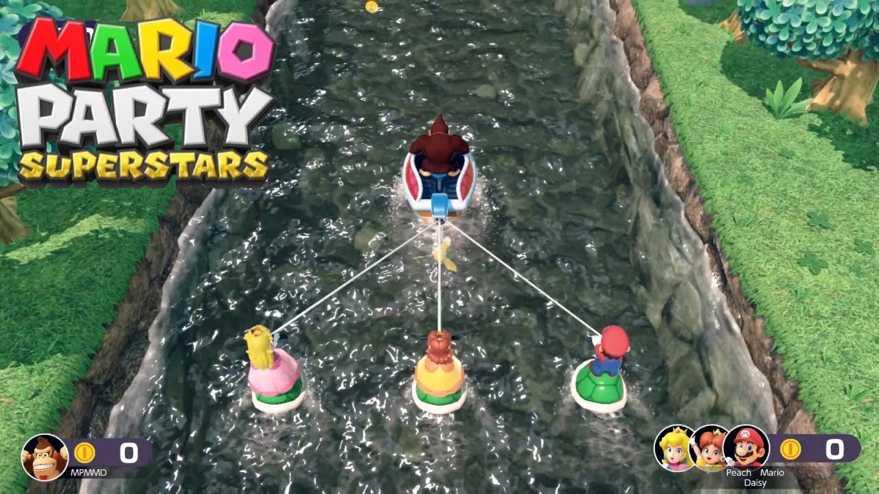 Mario Party Superstars River Raiders Minigames Donkey Kong vs Peach, Daisy and Mario