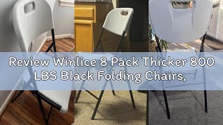 Review Winlice 8 Pack Thicker 800 LBS Black Folding Chairs, Commercial Grade Folding Chair, Foldable
