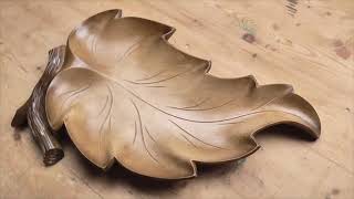 Candy box grape leaf, wood carving