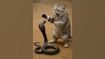 Showdown: Cat vs King Cobra (pt3) #snake #shorts #animals #fight