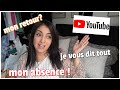 Je reviens sur youtube  pourquoi  mon absence changement  je vous dit tout