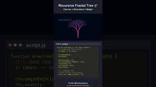Code an Animated Fractal Tree in Vanilla JS 🌿 #javascript #webdev #loficoding #shorts