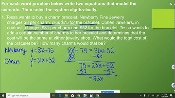 Systems of Equations; Real World Scenarios