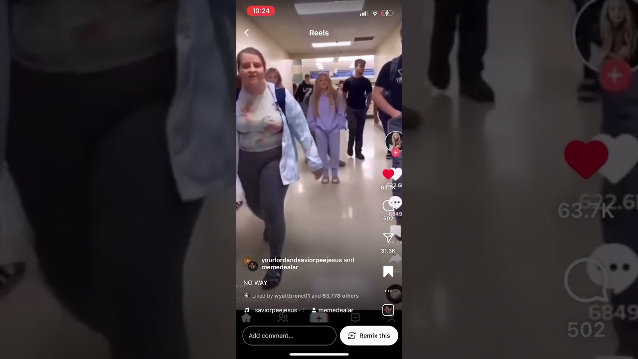 Military Kid Walking Around Girl In School Hallway 
