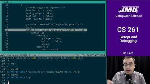 JMU CS261 06 Miscellaneous C Part 05 - Getopt and Debugging