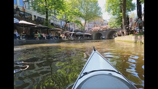 Kajakken: Utrecht en omgeving 29 mei 2021. Via de Singels de 'Oudegracht' en 'De Minstroom'.