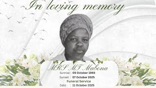 Funeral Service of Mrs MT Mabona
