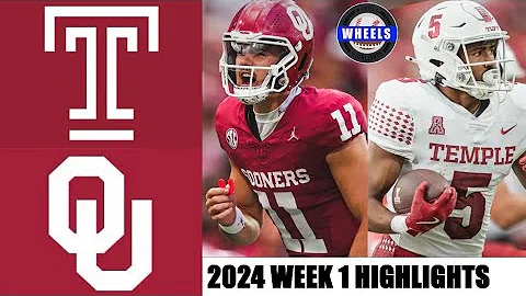 #16 Oklahoma vs Temple | College Football Week 1 | 2024 College Football Highlights