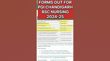 BSC NURSING ADMISSION SHEDULE at PGI CHANDIGARH 2024 | PGI Chandigarh BSc Nursing Admission 2024