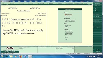 HOW TO SET HSN CODE ON ITEMS IN TALLY ERP 9