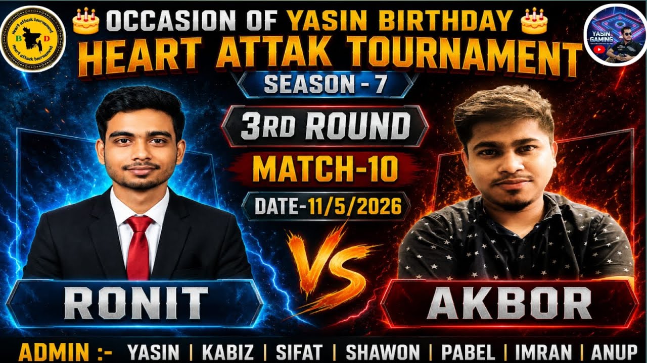 Match-10. 3rd Round (#Ronit 🆚 #Akbor ) Heart Attack Tournament, #Season ...