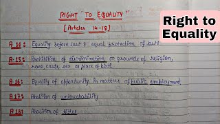 Right to Equality (Articles 14-18 ) || Handwritten Notes || Lec.13 || Indian Polity || An Aspirant !