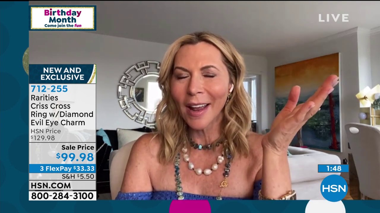 Rarities Criss Cross Ring with Diamond Evil Eye Charm