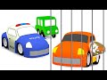 ¡El coche naranja roba un diamante! 4 coches coloreados. Dibujos animados para niños en español.