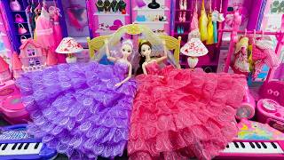 Satisfying Unboxing BARBIE Pink, Purple Princess Dresses with Royal Bedroom | ASMR